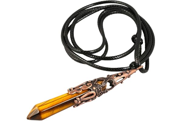 mookaitedecor Pendentif Pierre avec Cordon Ajustable, Femme Homme Collier Cristal Pointe Bijoux