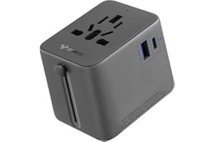 GONEO Adaptateur Prise Universelle avec USB-C(PD 20W) & USB-A, Adaptateur Voyage France Anglaise USA Japon Canada Irlande Chinoise, avec Protection Contre Les Surcharges Automatique et Blindage EMI