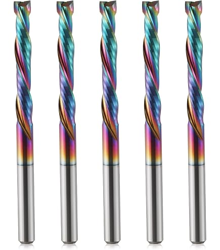 Lot 10 Fraises 1 Flûte Carbure Tungstène 3.175mm – Embouts CNC Pour Bois, Acrylique, PVC, MDF – Coupe Propre Et Rapide
