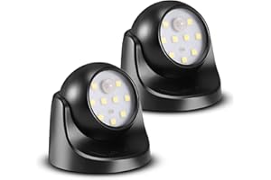 Proxinova Spot LED avec Detecteur de mouvement, 2 Unités, Projecteur LED Sans Fil, 150 Lumen, Sphère Amovible, Rotation et Inclinaison à 360 degrés, Batterie à Pile