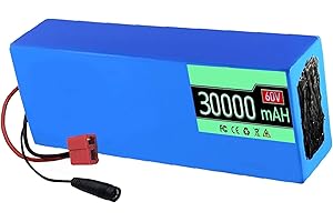 OMURGA Batterie De Vélo Électrique 60V 12Ah 15Ah 20Ah 25Ah 30Ah Batterie De E-Bike Batterie Lithium-ION PVC Étanche avec Chargeur pour 200W 500W 750W 800W 1000W 1500W Moteu