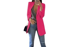 YMING Donna Giacca Blazer Allentato Plain Blazer Ufficio Lavoro Allentato Blazer Leggero