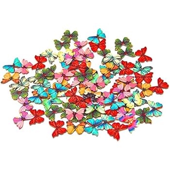 Wooden Butterfly 50pcs Assorted Colorful Butterfly Wooden Buttons Randomly Mixed Sewing... Mixed Buttons For Crafts