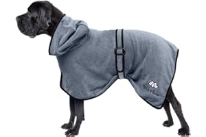 Bella & Balu Peignoir pour Chien en Microfibre – Peignoir pour Chien Absorbant pour séchage après baignade, Bain ou Sortie sous la Pluie (M | Bleu), Culotte chiennes chaleurs