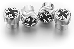 Heinmo Per Cooper Serie F/R Copri-Pneumatico Tappo valvola Aria Tappo parapolvere-Copri-Stelo valvola Pneumatico Union Jack 4 Pz