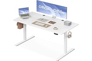 ‎OFFIGO OffiGo Höhenverstellbarer Schreibtisch, 160 cm Elektrischer Schreibtisch, Ergonomischer Tisch mit Memory-Funktion, Tisch Höhenverstellbar, Moderner Computertisch für Zuhause und Büro, Weiß