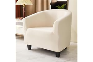 Hearda Copripoltrona 1 Posto Semplice, Colore alla Moda Copripoltrona, Elastico Copri Poltrona con Braccioli, Antiscivolo Cocktail Copri Poltrona, per Bar Soggiorno Camera da Letto (Beige)