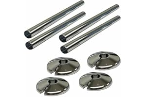 CSL-TECH Radiator Pipe Sleeve Covers and Pipe Collars in Chrome Effect 15mm x 200mm (4 x 4 Pack)