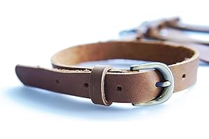 QMYBROW Echtes Leder Riemen (4-Pack), Leder Cinch Riemen, Steigbügelriemen,Mehrzweck-Qualität Haken und Schleife Kabelbinder unten Riemen mit Metallschnalle einstellbare Länge (Bourbon Braun)