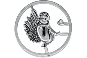 Quiges Mujer Moneda 25mm Plateado Angel para Collar Colgante Intercambiable