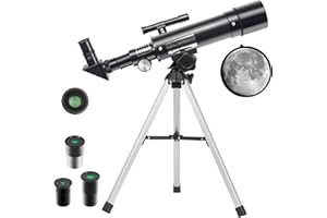 ESOLDNIC Telescope for Kids Adults Beginners, 90X HD Astronomical Refractor Telescope, 50mm Aperture Portable Telescopes with 3 Eyepieces and Tripod for Moon, Planets, Stargazing Gift (Black)