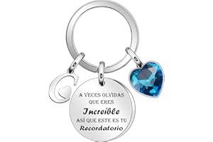ANGELRA Regalo Llavero inspirador, Llavero colgante de plata A-Z 26 letras iniciales A Veces Olvidas Que Eres Increíble, así Que Este Es Tu Recordatorio Para Hija Hermana Amigos Madre