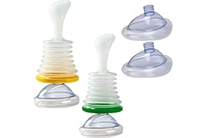 Geduoer Dispositif de sauvetage dispositif d'urgence d'étouffement, premiers secours masques RCR de 2 tailles enfants et adultes, kit anti-aspiration portable (2PC, Vert+Jaune) 1.0 unité