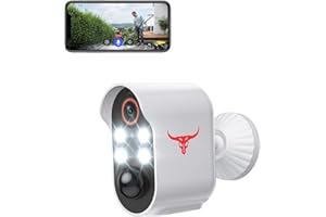 guggre 1080P Security Camera Wireless with AI Human Detection, PIR Motion Detection, 2-Way Talk, Color Night Vision, Real Time Alerts, Multi-user Outdoor Surveillance Bullet Cam (4 Spotlights)