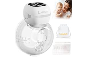 LUXEMUM Breast Pump Hands Free, Electric Breast Pumps w/12 Levels 4 Modes LED Display, Quite Rechargeable Wireless Portable Milk Breast Pump Wearable with 21mm/24mm Flanges（White）