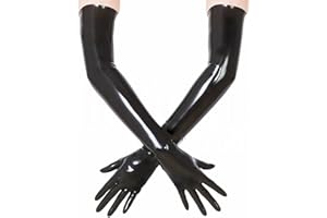 GREEFEI Schwarz Latex Lange Handschuhe für Frauen Männer, Länge 22inch für Cosplay Party Clubwear Handschuhe