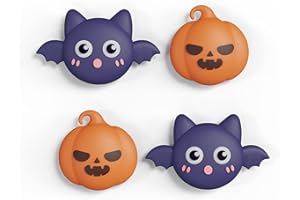 PlayVital 4PCS Thumb Grip Caps do Switch,Nakładki na Gałki Analogowe kompatybilny z Switch OLED/Lite Joycon-Halloween Dynia Nietoperz