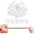 25 Pieces Clear Round Ball Cord Locks Toggles, Spring Cord Lock Single Hole Elastic Cord Adjuster, Spring Loaded Cord Lock, End Spring Toggle Stopper for Drawstrings Use in Shoelace, Bags, Clothing