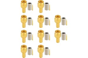 Vecys 10PCS SMA Conectores SMA Macho Crimpado Connector para RG58 RG142 RG400 VLMR195 RF Coaxial Cable