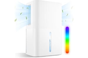 FIAHNG Deshumidificador 2700ml, Deshumidificador eléctrico, Deshumidificador de habitaciones silencioso con apagado automático, temporizador 6-8-10H, modo sleep, luz nocturna de 7 colores, portátil, baño