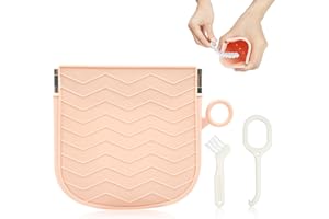 AOOWU Caja Ortodoncia, Caja de Retención Dental de Silicona con Agujeros de Ventilación, Ultrafino y Portátil Viajes Caja de Baño de Dientes Falsos para Hombres, Mujeres y Niños, Rosa