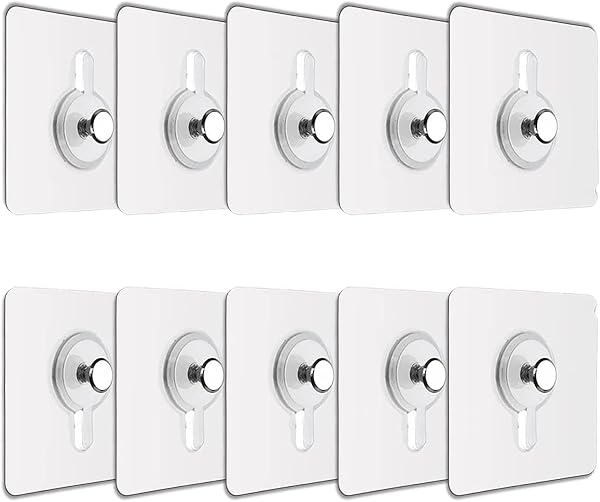 JIALTO Plastic 10 Pcs Self Adhesive Wall Hooks - Heavy Duty Transparent Hook…