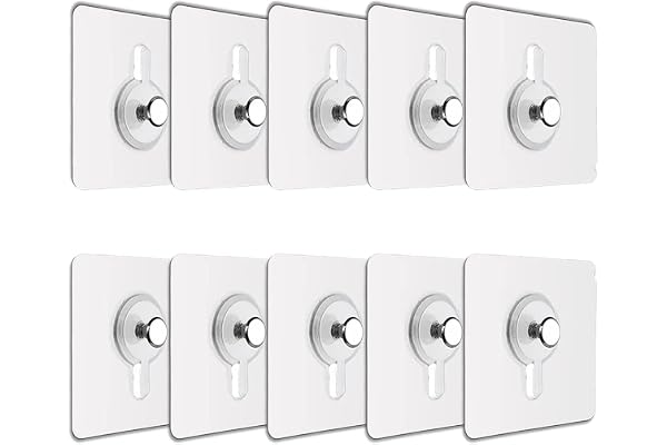 JIALTO Plastic 10 Pcs Self Adhesive Wall Hooks - Heavy Duty Transparent Hook for Photo Frames, Wall Clocks, Keys - No Damage,