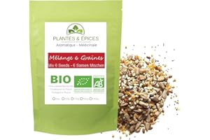 P&E Plantes & Epices - Mélanger Boulanger BIO, 6 graines (Pavot, lin, millet, tournesol, sésame) - Sachet Fraîcheur Biodégradable Refermable (250g)