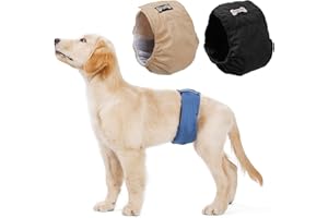 BePetMia Couches Lavables pour Chiens Mâles, Bandes Réutilisables pour Chiens, Absorbant pour Chiots et Chiens Incontinence (3-Packs, M: 40-50cm)