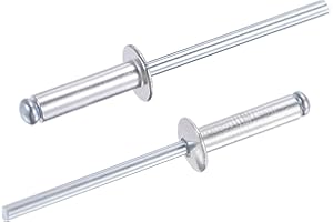 TA-VIGOR 60Pcs 4mm x 16mm Aluminium Blind Rivets, Open End Pop Rivets with Dome Head, Heavy Duty Pull Rivet for Metal Wood Plastic, Indoor Outdoor Fixings
