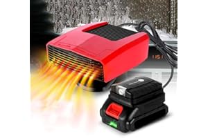 DRHOMEAM Auto Heizung, Heizung Auto Heizlüfter mit Dual USB Ports Adapter für 18V Batterie, Auto Standheizung Tragbare Auto Heizung für Auto Windschutzscheibe Defroster, 360° Drehung, DC 14-21 V