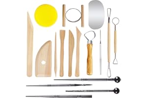 ‎SEWOKON töpferwerkzeug set,ton werkzeug set,17-Stücke modellierwerkzeug ton,töpfer werkzeug,töpfern zubehör,polymer clay tools,pottery tools