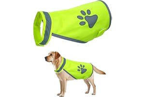 Sikweny Gilet Jaune Bandes Réfléchissantes Gilet Reflechissant avec éléments Réfléchissants Harnais Lumineux Chien Conception Réglable pour Promenades Nocturnes Aventures en Compagnons（L
