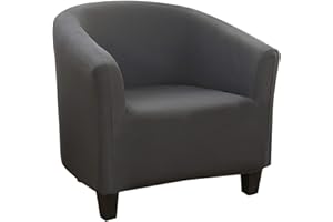 SearchI Fundas Elasticas de Sillón Chesterfield,1 Pieza Cubre Sofá 1 Plaza Lavables,Tejido del Poliéster y Moderna Funda Protectora de Butaca para Dormitorio,Recepción,Contador,Liso Gris