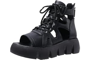 CRETUAO Damskie gotyckie sandały platformie z wysokim stanem,seksowne gladiatorki z wystającym palcem sandały koturnie,styl rzymski,wygodne,miękkie buty na plażę