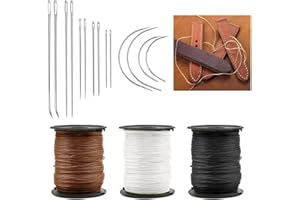Yontree 17 Upholstery Kit, Heavy Duty Nylon Thread and Needle, Curved Sewing Needle for Canvas, Leather, Carpet (Brown, Black, White)