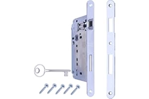 GAMOBIFER Serratura per Porta Interna a Incasso AGB serie PATENT GRANDE. Entrata 50, Interasse 90. (Fronte 22x238, SCROCCO - CATENACCIO - CHIAVE, CROMATO Opaco)
