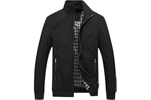 KUDORO Herren Leichte Jacke Langarm Übergangsjacke Bomberjacke Sportjacke mit Reißverschluss Windbreaker für Herren mit klassischem Stehkragen