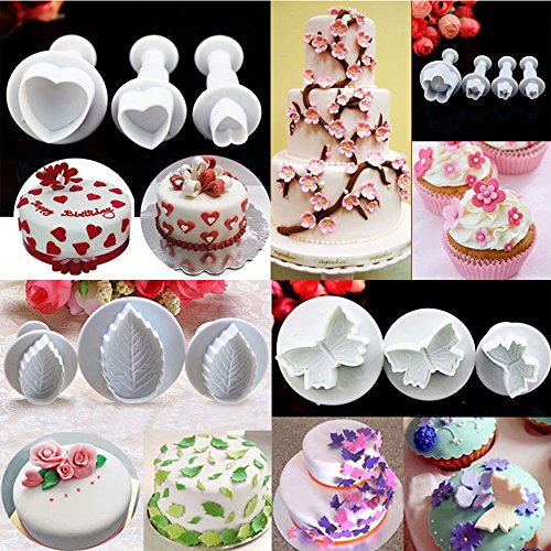 ilauke 36tlg. Ausstecher Stempel Ausstechform Modellierwerkzeug DIY Schneeflocken Blumen Blumenausstecher Fondant Marzipan Tortendeko Kuchen Cutter (36 teilig Schneeflocken) - 5