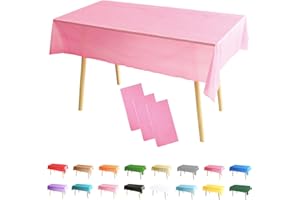 POPOYU 3Pack Pink Table Cloth Party Disposable Tablecloths Table Covers,137x274cm Rectangle Large Plastic Tablecloth Pink Party for Picnic,Baby Shower,Wedding,Birthday,Halloween,Christmas Table Decorations