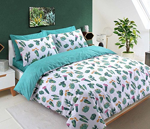 clicktostyle Parure Nouveaux modèles de Moderne en Polycoton Housse de Couette Définit avec taies d'oreiller Parure de lit, Tropical Cactus, Double