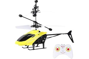 B&K Helicopter Toy Remote Control Flying Induction Hover And Remote Control Rechargeable Infrared Induction Drone Mini Led Flashing Light (Helicopter Yellow)