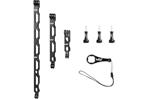 HSU Braccio di Estensione per GoPro, Kit di Supporto per Videocamera d'Azione in Lega di Alluminio, per Hero 12/11/10/9/8/7/6/5/4/3 (Nero)