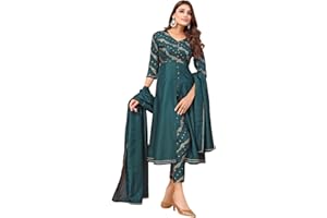 SIRIL Damen Dola Seide Folie gedruckt Anarkali Kurta Hose mit Dupatta Set