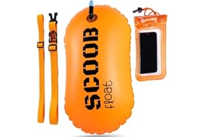 NA2 Swim Buoy Tow Float Outdoor for Open Water Swimming by SCOOB + waterproof mobile phone case. Lightweight and Visible Bag for Swimmers Triathlon Surfers Adults Children. Use for Safe Training (orange)