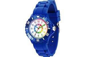 Honey's Heaven Kinder Armbanduhr Jungen und Mädchen - süße Quarzuhr mit modischem Nylon Armband und Lern-Ziffernblatt - Lernuhr analog, zum Uhrzeit Lernen