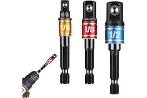 YONGYONGBUY Impact Driver Socket Adapter Set – Convert Drill Bits to 1/4”, 3/8”, 1/2” Extensions for Cordless Drills & Impact Wrenches, A Practical Gift for UK Dads, Husbands, and DIY Enthusiasts
