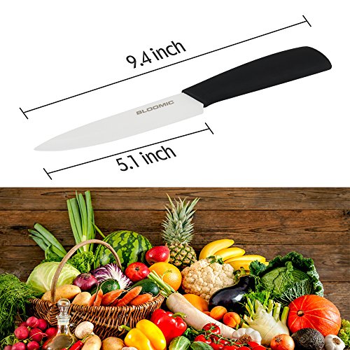 Keramikmesser Set 3-Teilig: 6’’ Kochmesser 5’’ Schneidmesser 4’’ Obstmesser Küchenmesser Set für Obst Gemüse Fleisch Schwarz Weiß - 3