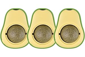 BEE&FLOWER Lot de 3 balles d'herbe à chat - Avocat - Boule à collation rotative - Pour chat - Jouet comestible - Pour les soins dentaires