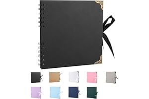 SHUBEIEUMI Álbum de Fotos Scrapbook, Álbum de Fotos Scrapbooking DIY 19.5x19.5 cm Papel Kraft Rígido, De 30 Páginas Negras Albumes De Recortes, para Anniversary Cumpleaños